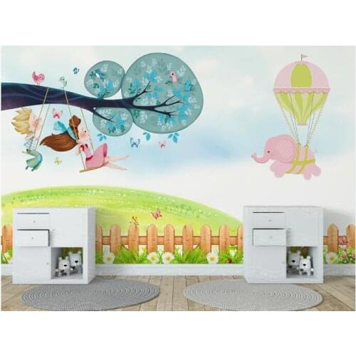 Carton Wallpaper Swing Mural Art Painting for Kids Bedroom Wall Murals Home Decorative Children Room Contact Paper Papel Pared
