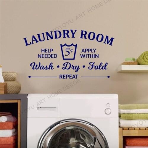 Classic Laundry Room Rules decal quotes Wash Dry Fold Vinyl Wall Sticker Bathroom Wall stickers Toilet Decal DIY Murals rb524