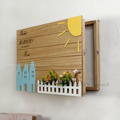 Creative Wood Electric Meter Box Decoration Painting Free Punching Distribution Box Decoration Distribution Box Shielding
