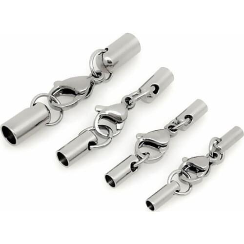 5pcs/lot 1-5mm Stainless Steel Round Crimp Clasps Cord End Beads End Caps Cord Cap Leather Cord Jewelry Making Bracelet Necklace