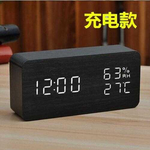New Qualified Digital Wooden LED Alarm Clock Wood Retro Glow Clock Desktop Table Decor Voice Control Snooze Function Desk Tools