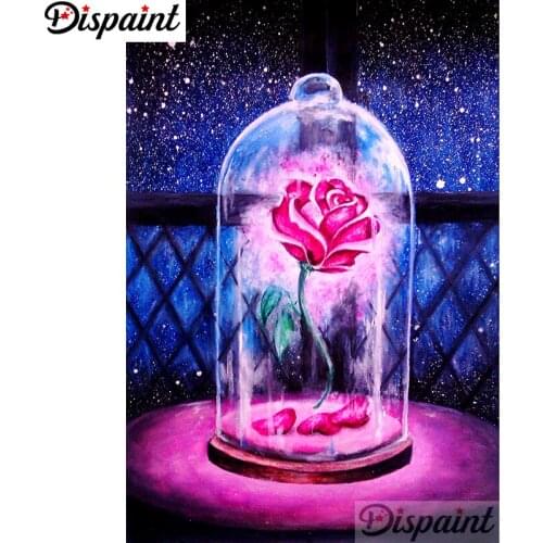 Dispaint Full Square/Round Drill 5D DIY Diamond Painting "Rose flower scenery" 3D Embroidery Cross Stitch Home Decor Gift A11510