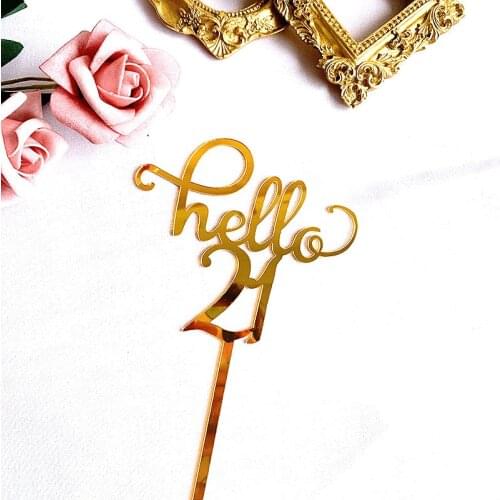 New 16/18/21/30th Birthday Acrylic Cake Topper Gold Happy Birthday Cake Topper for Birthday Party Anniversary Cake Decorations