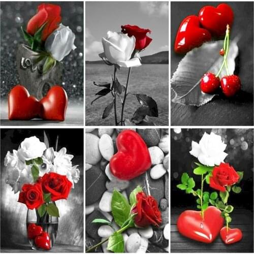 Love Roses Colorful Acrylic Paint By Numbers DIY Kits For Adults On Canvas With Framed 60x75 frame Coloring By Number Decor Art