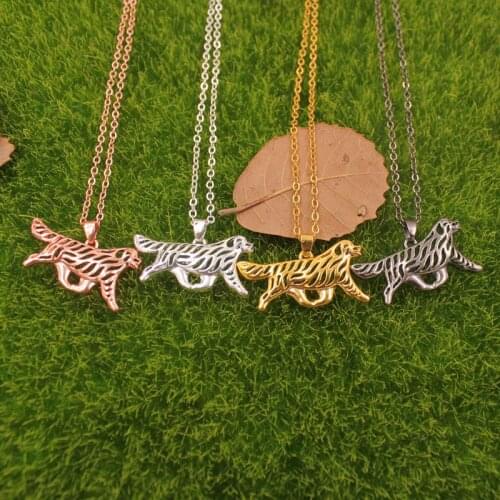 Newfoundland Dog Animal Pendant Necklace Gold Silver Plated Jewelry For Women Female Girls Ladies Punk Cute Trendy N123