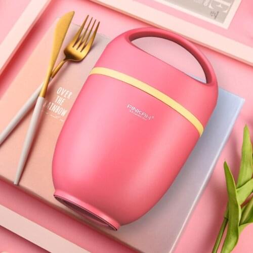 Pinkah Lunch Box Vacuum Insulated Keep Warm Leakproof Containers 2-Layer Stainless Steel Thermal Food Jar With Spoon 820ml