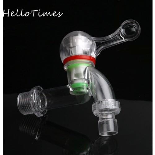 1pc 1/2" 3/4" male thread Plastic transparent faucet PC water tap garden irrigation connector washing machine water valve