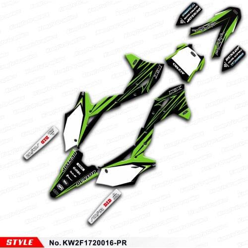 Aftermarket Motorcycle Vinyl Decals Stickers Film Self Adhesives for KXF 250 2017 2018 2019 2020, Style No.KW2F1720016-PR