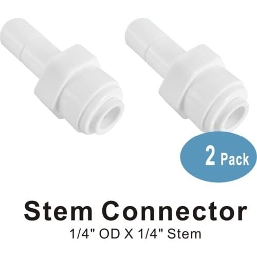 Straight Stem Connector 1/4" Stem x 1/4" Quick Connect Fitting Parts for Water Filters and Reverse Omosis RO Systems - 2 PACK