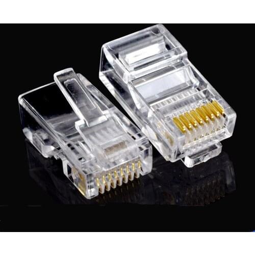 1000pcs Gold Plated RJ45 Net Network Cables Modular Plug Cat5 CAT5e Connector 8P8C utp Unshielded Modular Rj45 Plug Terminals