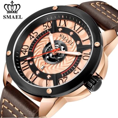 SMAEL New Mens Sports Watches Top Luxury Brand Waterproof Military Male Wristwatch Leather Quartz Watch Men Relogio Masculino