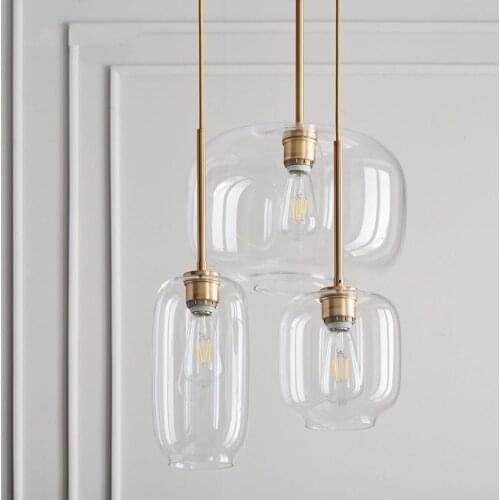 Modern simple chandeliers living room cafe bar restaurant bedroom round glass light fixtures