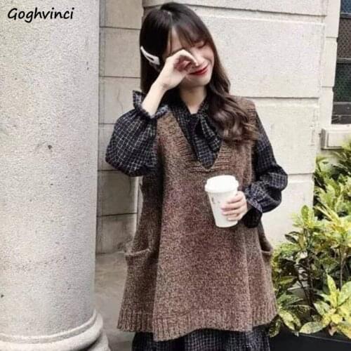 Sweater Vest Womens Spring All-match Trendy New Knitted Simple Large Size Female Leisure Retro Daily V-neck Chic Ulzzang S-5XL