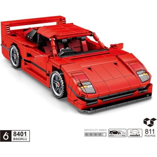 Technical italy horse logo super sport car building block Ferra F40 model Pull back vehicle steam brick toy collection for gift