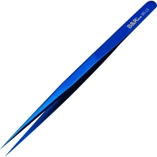 Ultra Thin Slim Tweezers Flying Line Blue Stainless Steel Sharp Hardened Industry Tweezers Mobile Phone Repair Hand Tools