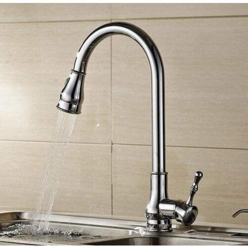 Vidric Kitchen Faucet Pull Out Kitchen Hot and Cold Mixer Crane Water Tap Rotation Spray Chrome Brush Nickel Torneira Cozinha EL