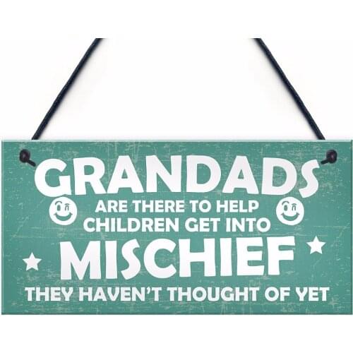 Meijiafei Funny Sign Grandad Birthday Sign Hanging Wall Plaque Fathers Day Man Cave Shed Sign 10" x 5"