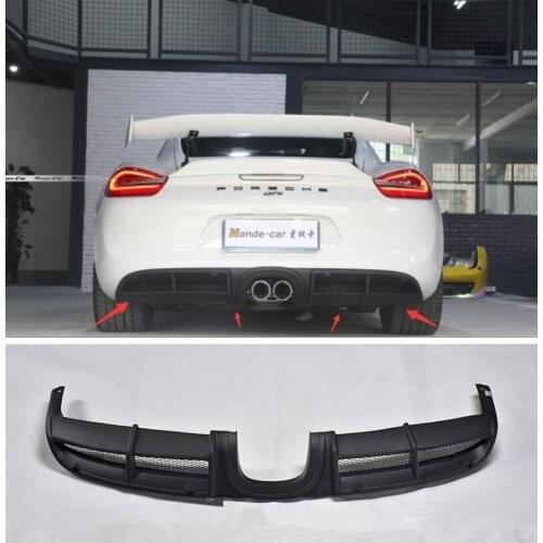 High quality ABS Black Rear Trunk Lip Bumper Diffuser Protector Fits For Porsche Cayman 981 GT4 2013 2014 2015