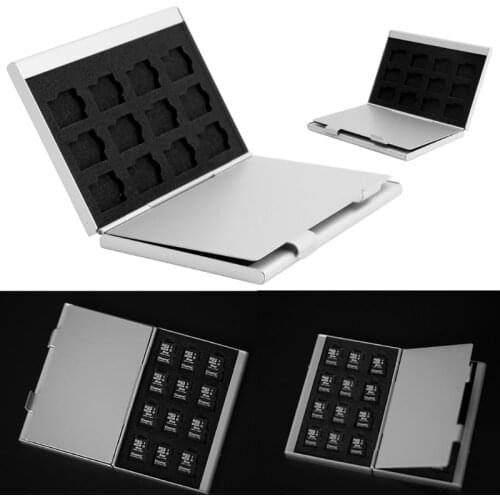 1Pc Silver Aluminum Memory Card Storage Case Box Holder For 24 TF Micro SD Cards
