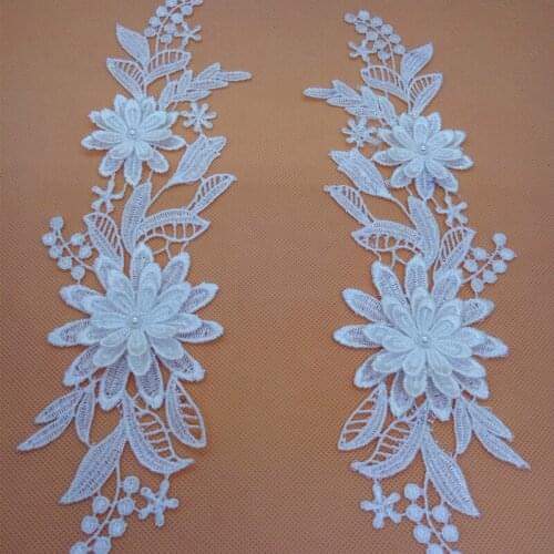 2pairs/4pieces 3D Flower Collar Sew on Patch Applique Badge Embroidered Lace Dress Cheongsam Clothes Decor DIY Accessories