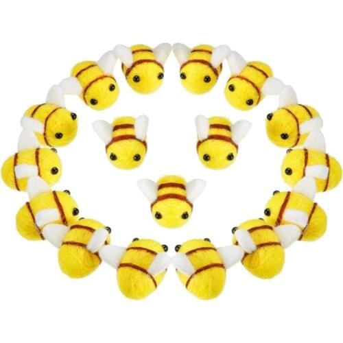 20 Pcs Wool Felt Bumble Bee Craft Decor Ball for Christmas Clothing Tent Crafts F3ME