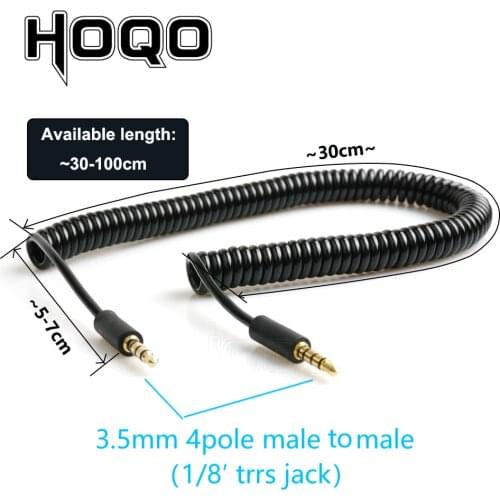 3.5mm Trs to Trrs Cable Coiled Right Angle 2.5 3.5 Jack 3/4 Pole TRRS to TRRS Male to Male/Female Aux Extension Cable Cord