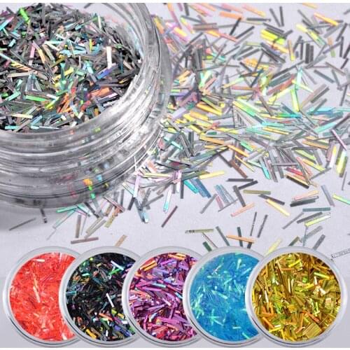 6 Boxes Stripe Shape Nail Art Sequins Ultra-thin Colorful White Glitter Paillette Striped Flakes Manicure Nail Art Decoration