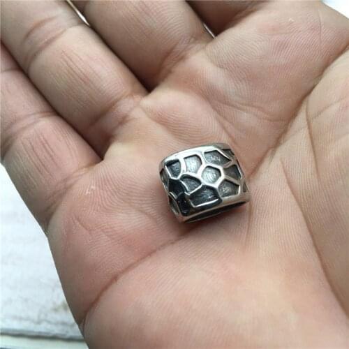 8mm Big Hole Beads 316L Stainless steel Spear Tube Beads Viking Symbol Pattern Charm Beads For Leather Bracelet Jewelry Making