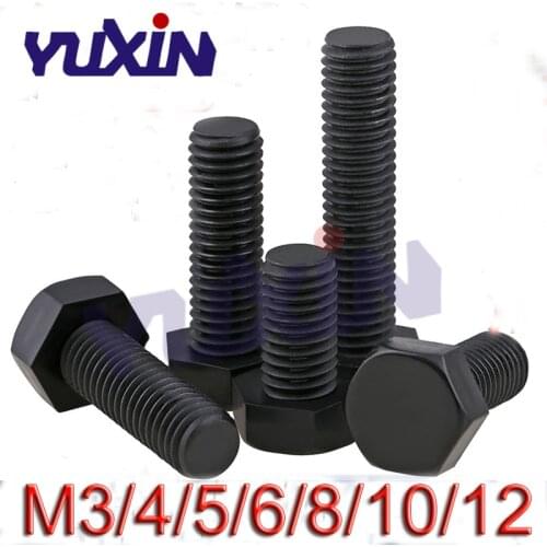 DIN933 Nylon External Hex Bolts Hex Screws Black M3 M4 M5 M6 M8 M10 M12 Plastic Screws Insulation Bolt PA66 GB5783