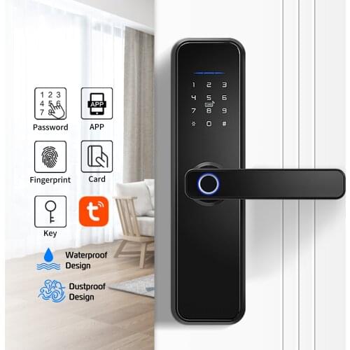 X5 Smart Lock Tuya Waterproof Biometric Fingerprint Security Intelligent Smart WiFi APP Password Electronic Door Lock