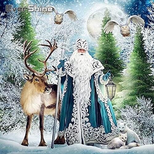 EverShine 5D DIY Diamond Painting Santa Claus Needlework Handicrafts Diamond Embroidery Deer Cross Stitch Kits Portrait Wall Art