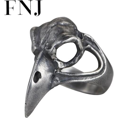 FNJ Punk Animal Eagle Ring 925 Silver 100% Original Real S925 Solid Silver Rings for Men Jewelry Vintage Statement