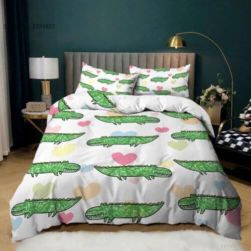2/3 Pieces Cartoon Crocodile Bedding Set Lovely Animals Duvet Cover Home Textile Bed Quilt Cover For Children Bed Cover Set
