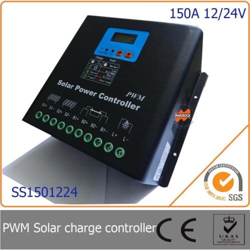 150A 12/24V PWM Solar Charge Controller with LED&LCD Display, Auto-Identification Voltage, MCU design with Excellent Performance