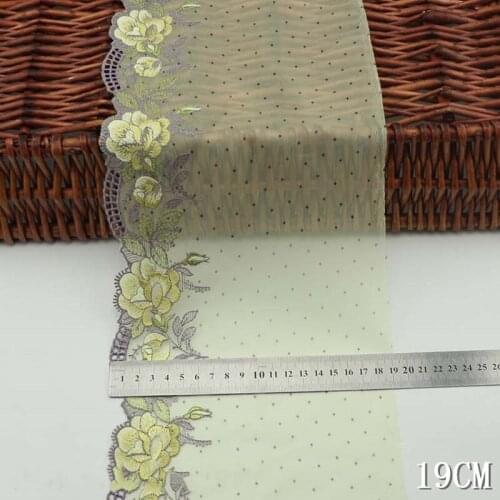 41Yards Lace Trim Embroidery Rose Flower Fabric 19cm Mesh Tulle Guipure Cord Bra Sewing DIY Doll Cloth Accessories