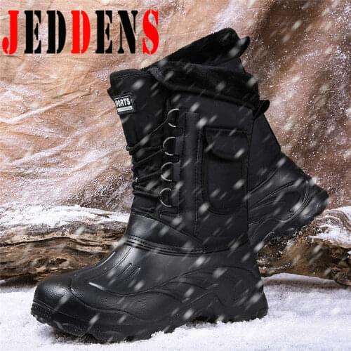 Brand Mens Winter Boots Waterproof Man Boots Warmest Plus Plush Snow Boots Outdoor Non-slip Casual Shoes Men Mid-Calf Boots V3
