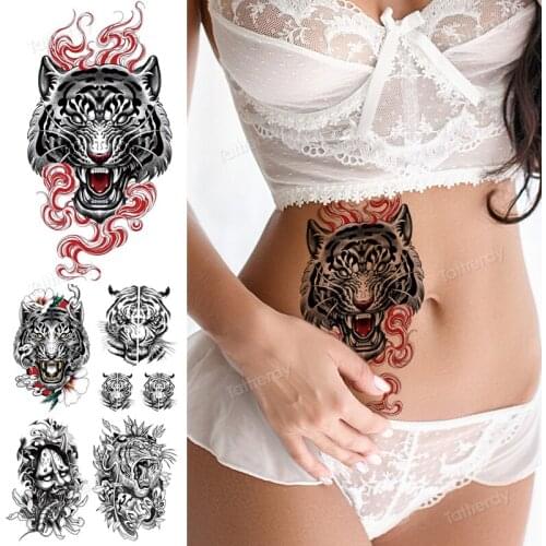 Fashion Water Transfer Tattoo Terror Funny Body Makeup Large Size Tattoo Fangs Anime Waist Temporary Tatoo Sticker for Woman Men