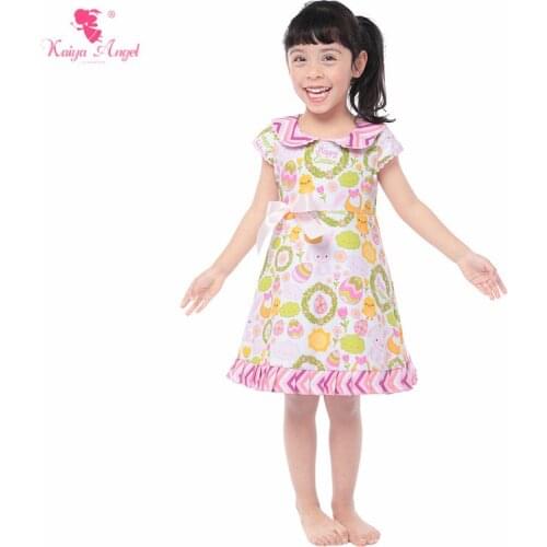 Kaiya Angel 2019 New Baby Glir Dress Kids Children Clothes Summer Easter Bow Candy Colour Cute Style Factory Wholesale 5pcs/lot