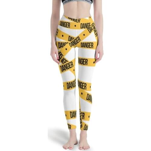 NUM Danger Area Womens High Waist Leggings Thick Printed Pants for Women white xs"]