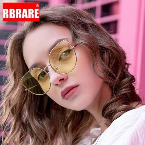 RBRARE Metal Cat Eye Sunglasses Women Luxury Brand Oversized Sunglasses Women Vintage Sun Glasses For Women Gafas De Sol Mujer