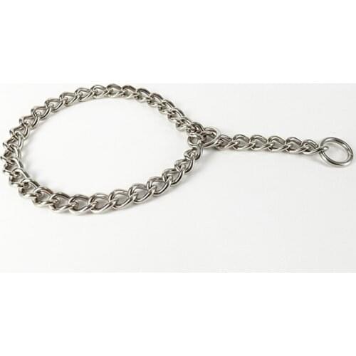 5PCS / LOT Seamless Welding Stainless Steel P Chain Double Ring Collar Dog Neck Collar Iron Chain P Chain Heavy Duty Pet Collar