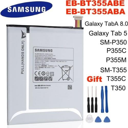 SAMSUNG Tablet Battery EB-BT355ABE EB-BT355ABA For Samsung GALAXY Tab A 8.0 T355C GALAXY Tab5 SM-T355 T350 SM-P350 P355C 4200mAh