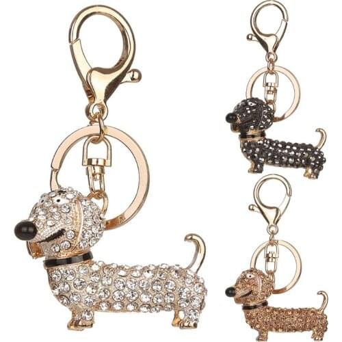 Dog Dachshund Keychain Handbag Purse Pendant Car Holder Key Ring Jewelry