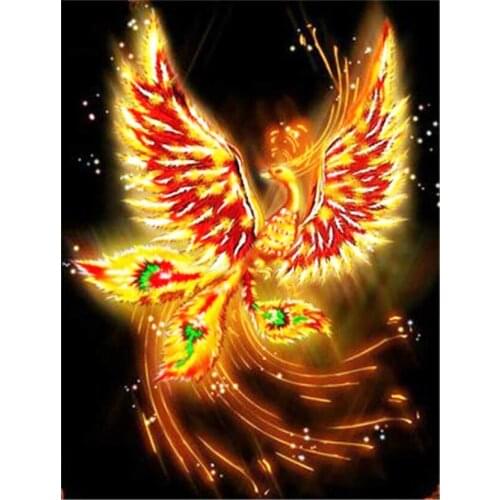 Full Birds Diamond Embroidery Painting Fire Phoenix Mosaic Rhinestone Sticker Wall Decor Puzzle Picture Diamond Dotz Large Size