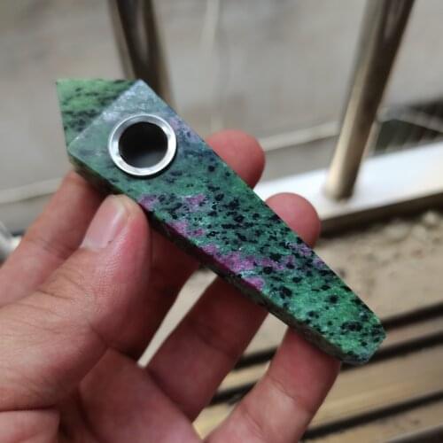 Natural Red and Green Treasure Crystal Pipe Pumping Pipe Crystal Healing Natural Stone Clear Quartz Crystal Tube Meditation