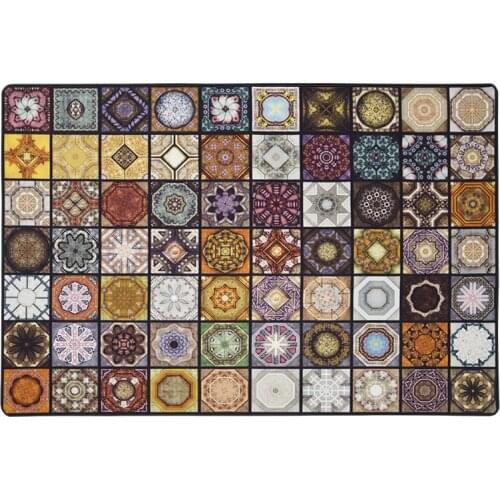 Retro Moroccan Style Tile Carpet Hallway Non-Slip Mat Bedroom Living Room Carpet Corridor Hallway Rug