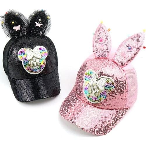 Doitbest mesh Child sun Baseball Cap Breathable summer Long ear sequins Sunscreen kids Hats Boys Girls hat Caps snapback gorras