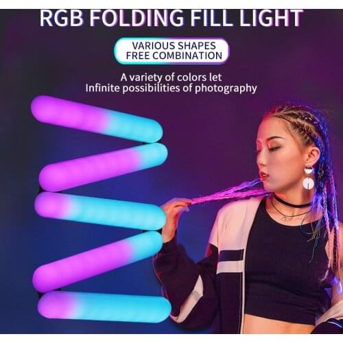 RGB Foldable Fill Light, Photography Light, Free Combination Shape Light, LED Fill Light Stick, Rotatable Decorative Light