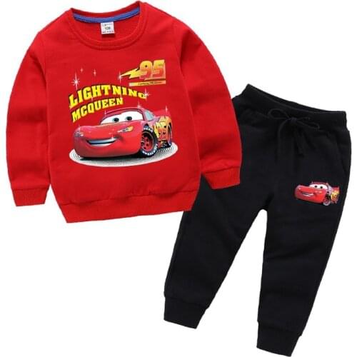 Spring Autumn Baby Boys Sets Clothes Kids Cartoon Cars Lightning McQueen Cotton Long Sleeve T-shirt Tops+ Pants Suits Clothing