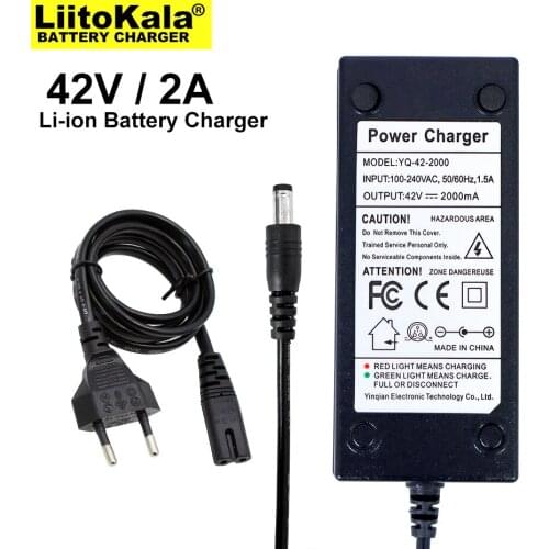 1-20PCS Liitokala 36V battery charger output 42V 2A charger input 100-240VAC lithium ion charger for 10S 36V electric bike